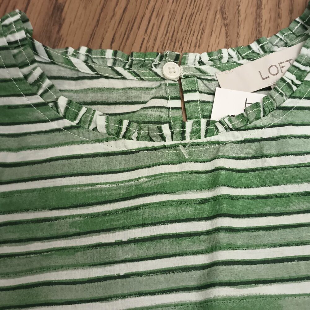 Loft Size L/XL Green Striped Shirt (NWT)